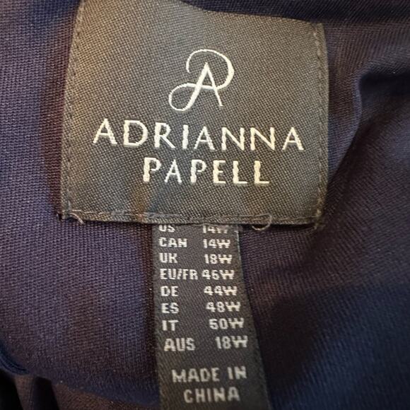 Adrianna Papell Evening Navy Lace Shift Cocktail Dress Plus Size 14W - Picture 4 of 13